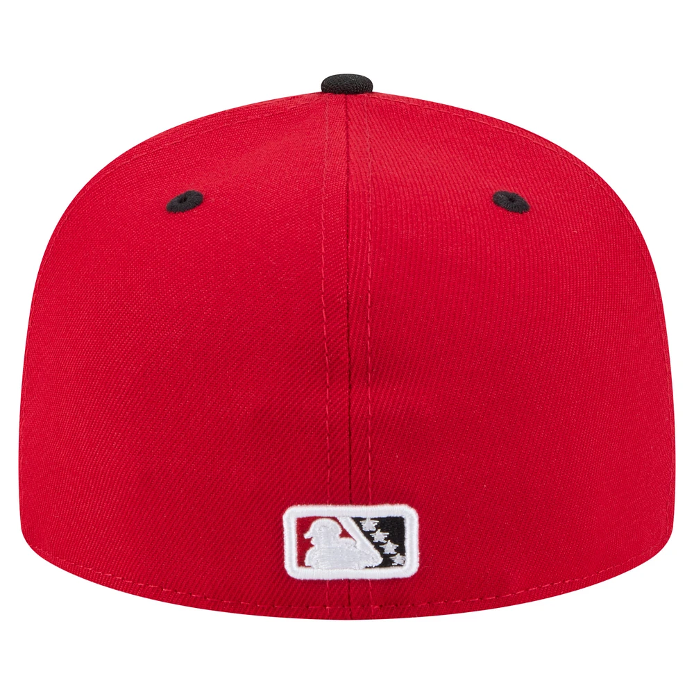 Casquette ajustée 59FIFTY pour homme Erie SeaWolves Authentic Collection New Era rouge/noir