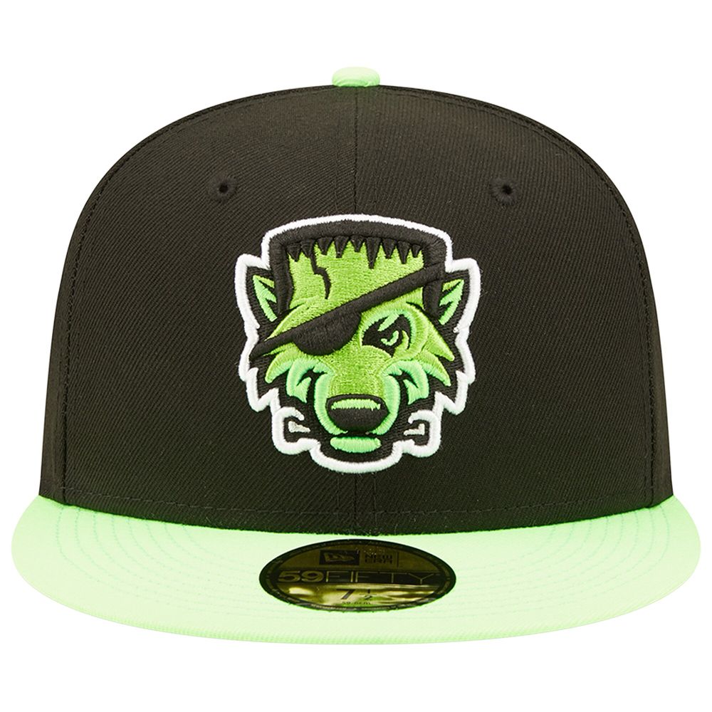 Men's New Era Black/Neon Green Erie SeaWolves Theme Night 59FIFTY Fitted Hat