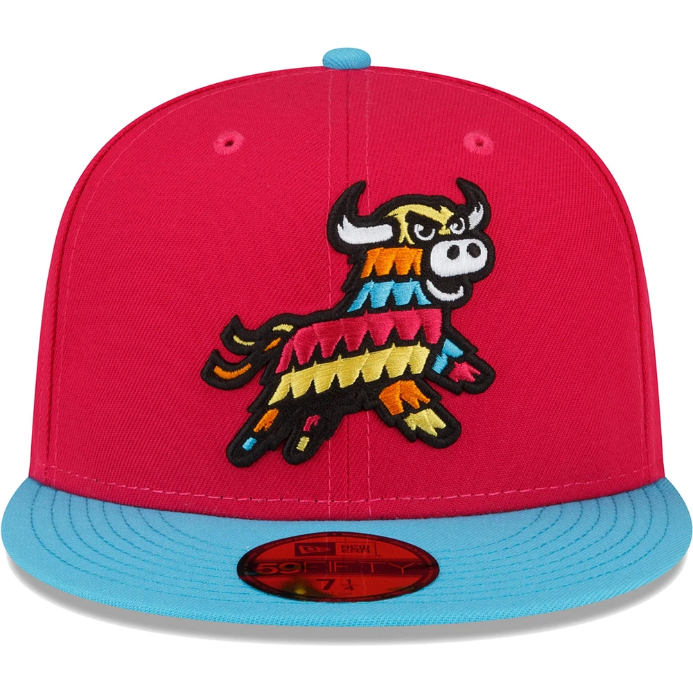 Men's New Era Coral/Light Blue Erie SeaWolves Copa De La Diversion 59FIFTY Fitted Hat