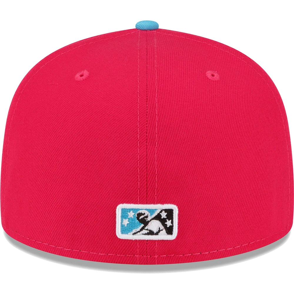 Men's New Era Coral/Light Blue Erie SeaWolves Copa De La Diversion 59FIFTY Fitted Hat