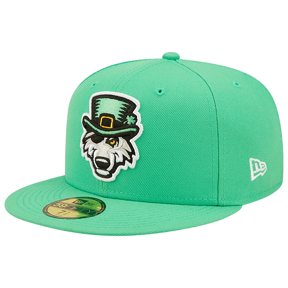 Men's New Era Green Erie SeaWolves Theme Night 59FIFTY Fitted Hat