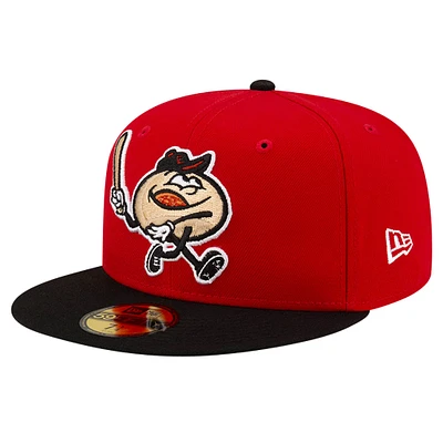 Casquette ajustée Erie SeaWolves Theme Night Pepperoni 59FIFTY New Era rouge/noir pour hommes