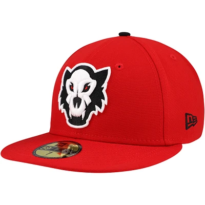 Casquette ajustée 59FIFTY Erie SeaWolves Authentic Collection New Era rouge pour hommes