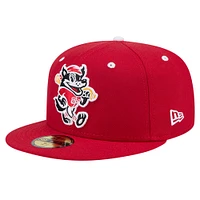 Men's New Era Red Erie SeaWolves Theme Night Fauxback 59FIFTY Fitted Hat