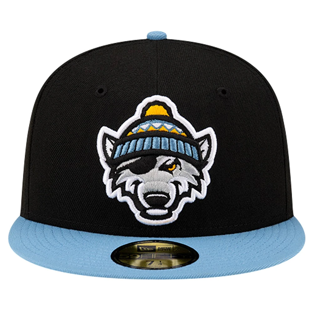 Men's New Era White Erie SeaWolves Theme Night Snow Alternate Logo 59FIFTY Fitted Hat