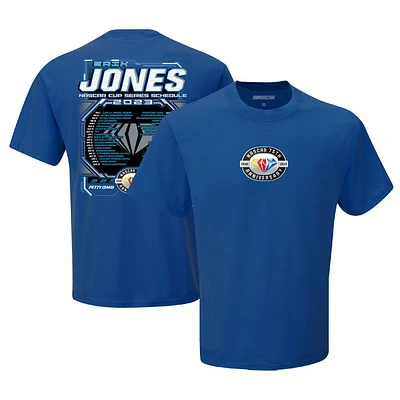 T-shirt pour homme avec drapeau à damier Royal Erik Jones 2023 NASCAR Cup Series Schedule