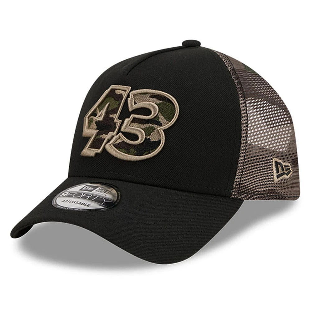 Men's New Era Black Erik Jones Camo 9FORTY A-Frame Trucker Adjustable Hat
