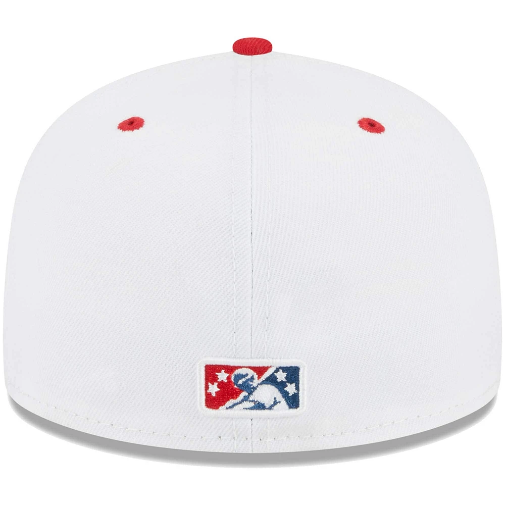 Men's New Era White Eugene Emeralds Theme Nights Pranksters  59FIFTY Fitted Hat