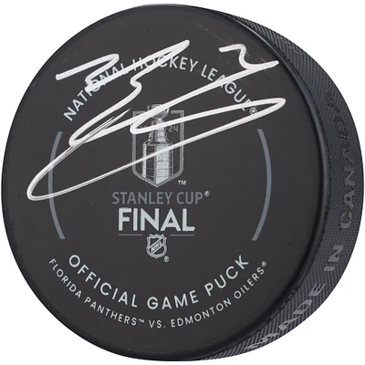 Evan Bouchard Rondelle de hockey dédicacée de la finale de la Coupe Stanley des Oilers d'Edmonton 2024