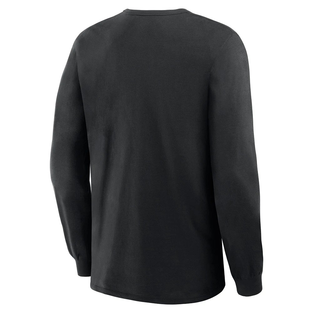 T-shirt à manches longues en coton noir pour homme Fanatics Corporate Legacy