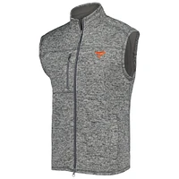 Men's johnnie-O Gray Fanatics Corporate Wes Full-Zip Vest