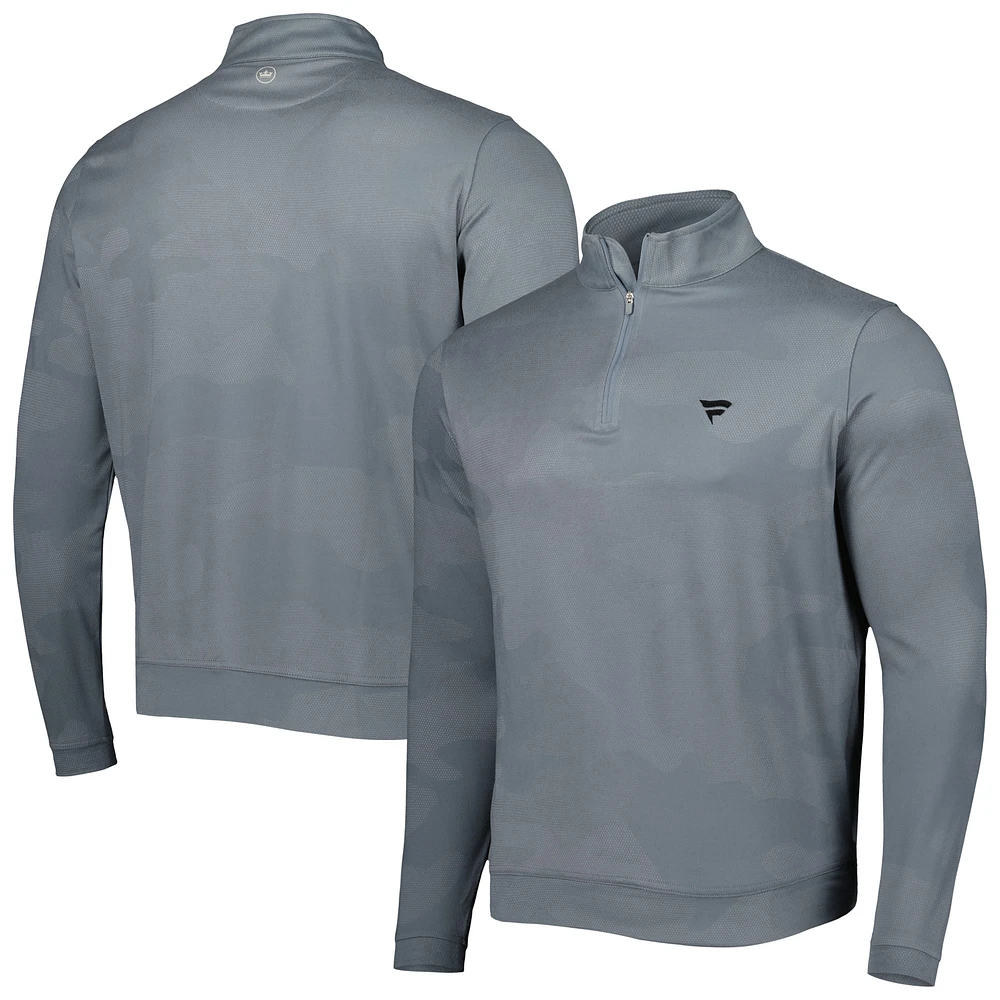 Men's Peter Millar Gray Fanatics Corporate Jacquard Camo Performance Quarter-Zip Top