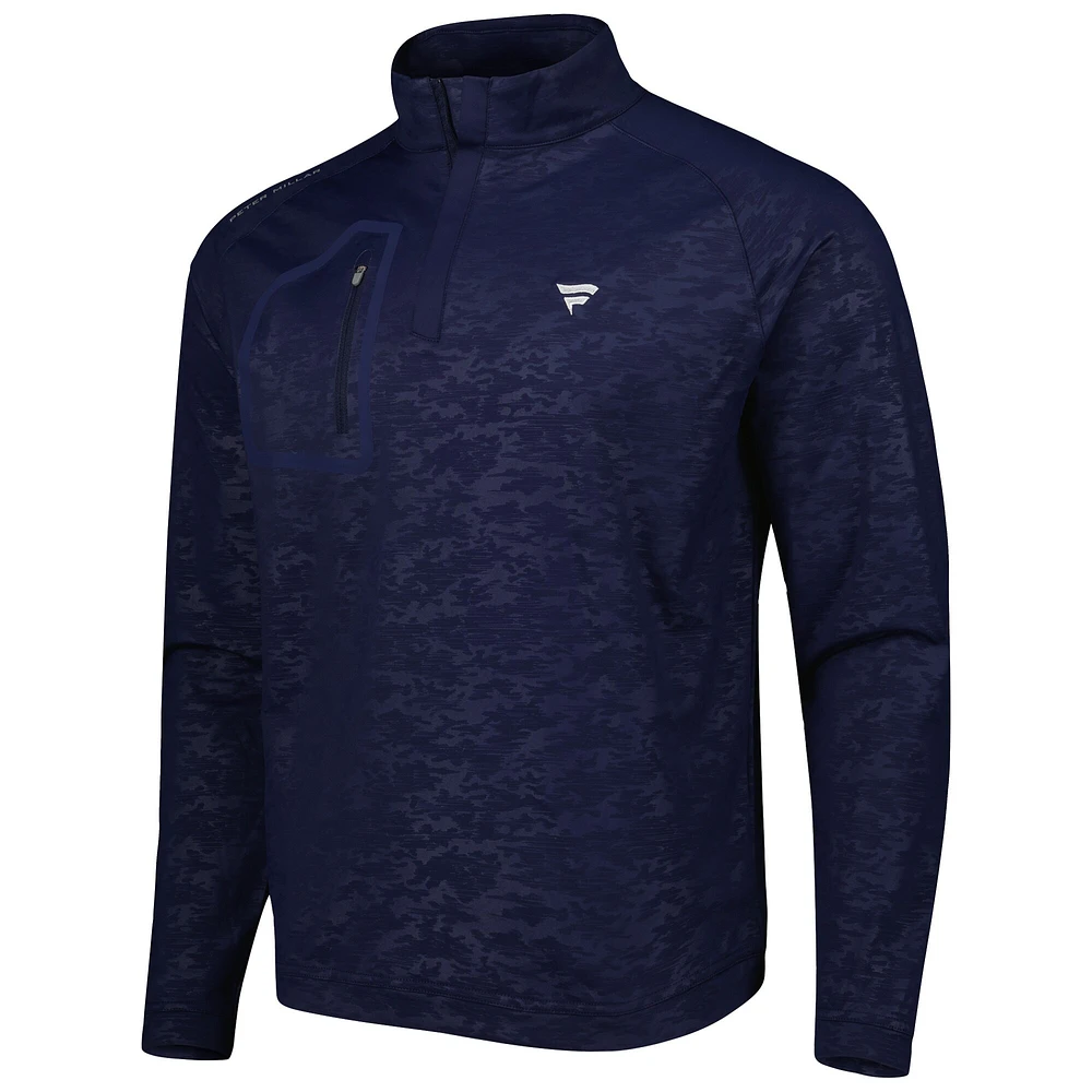 Men's Peter Millar Navy Fanatics Corporate Forge Camo Quarter-Zip Top