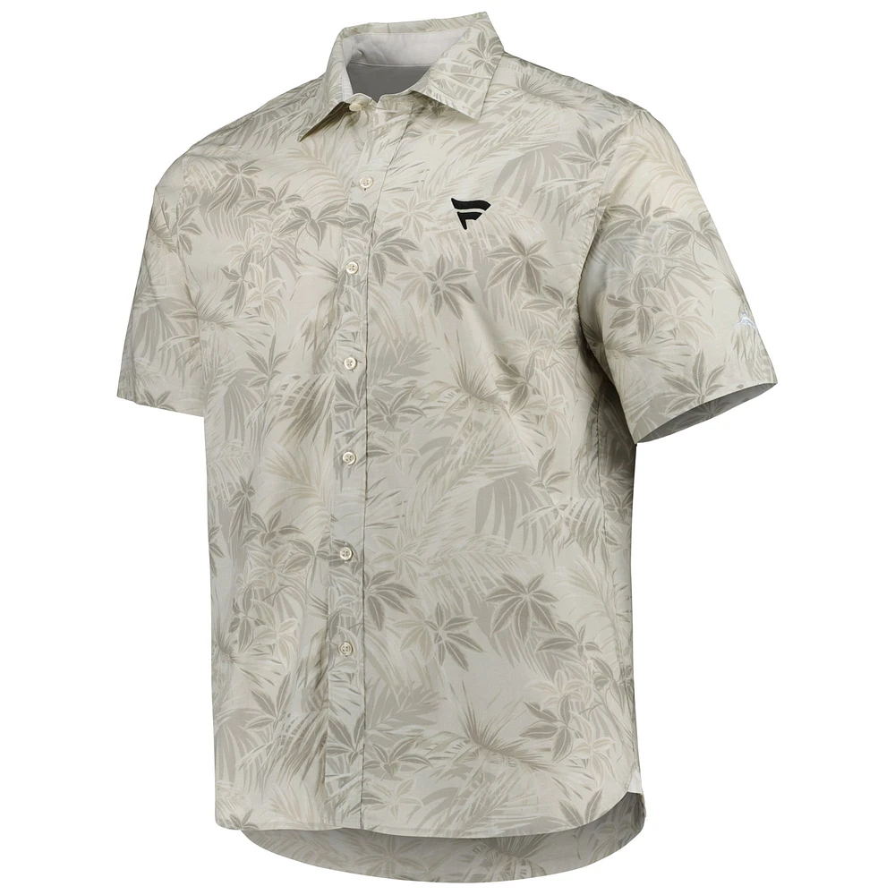 Men's Tommy Bahama Oatmeal Reign Forest Fronds Camp Button-Up Shirt