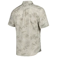 Men's Tommy Bahama Oatmeal Reign Forest Fronds Camp Button-Up Shirt