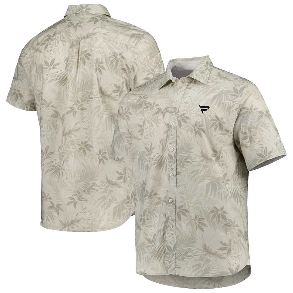 Men's Tommy Bahama Oatmeal Reign Forest Fronds Camp Button-Up Shirt