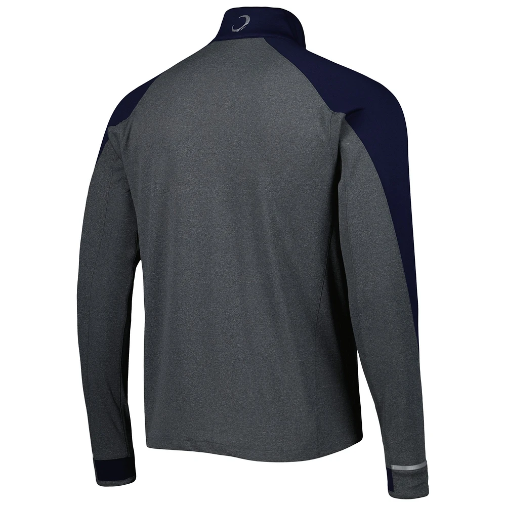 Men's Zero Restriction Charcoal/Navy Fanatics Corporate Z425 Raglan Quarter-Zip Top