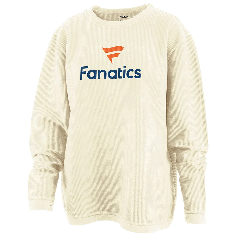 Women's Pressbox Cream Fanatics Corporate Corded Mercy Pullover Sweatshirt