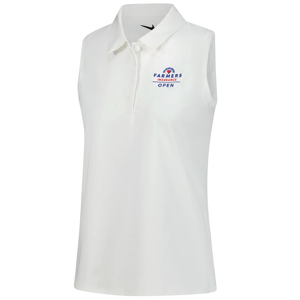 Polo sans manches Nike blanc Farmers Insurance Open Victory Performance pour femme