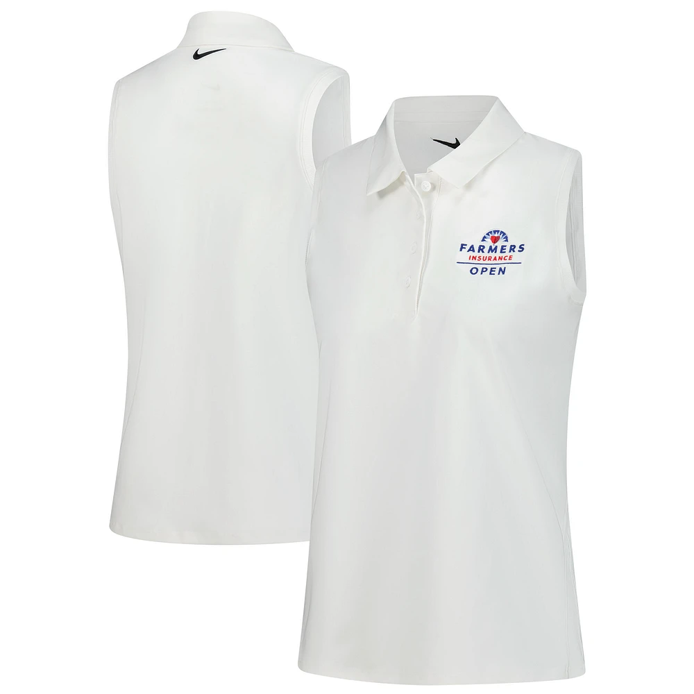 Polo sans manches Nike blanc Farmers Insurance Open Victory Performance pour femme