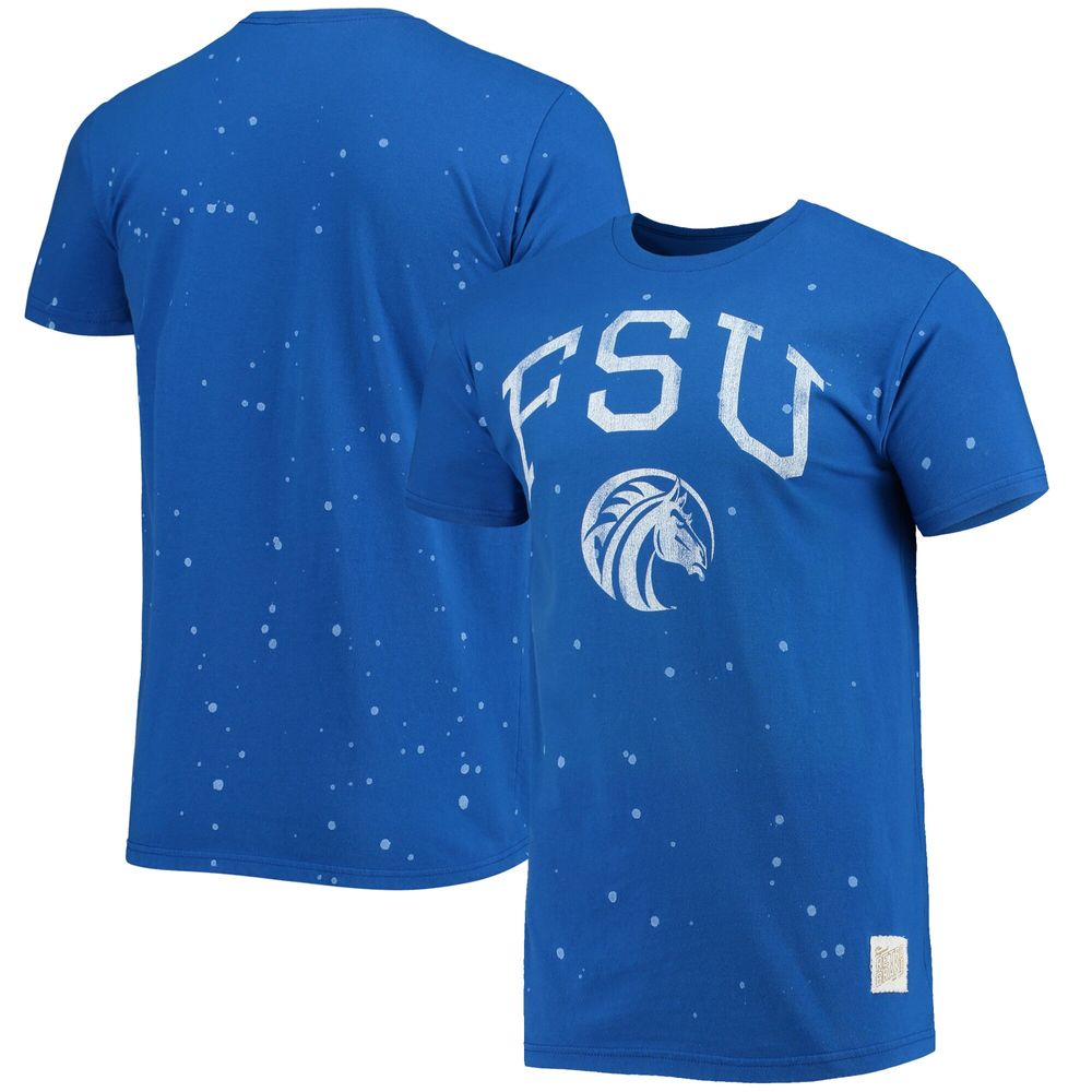 Men's Original Retro Brand Royal Fayetteville State Broncos Bleach Splatter T-Shirt