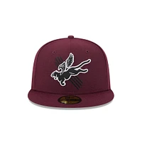 Casquette ajustée 59FIFTY pour homme New Era, bordeaux, thème Fayetteville Woodpeckers
