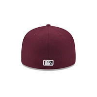 Casquette ajustée 59FIFTY pour homme New Era, bordeaux, thème Fayetteville Woodpeckers