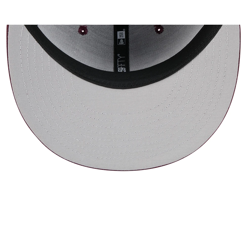 Casquette ajustée 59FIFTY pour homme New Era, bordeaux, thème Fayetteville Woodpeckers