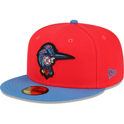 Men's New Era Coral/Blue Fayetteville Woodpeckers Copa De La Diversion 59FIFTY Fitted Hat