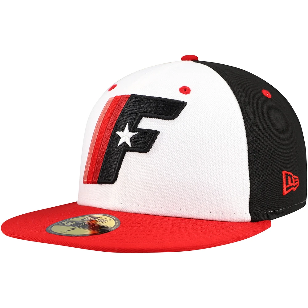 Casquette ajustée 59FIFTY New Era pour hommes, blanc/noir, Fayetteville Woodpeckers Authentic Collection