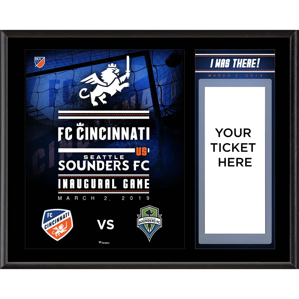 Plaque de billet sublimée du match inaugural du FC Cincinnati 12" x 15 "J'étais là"