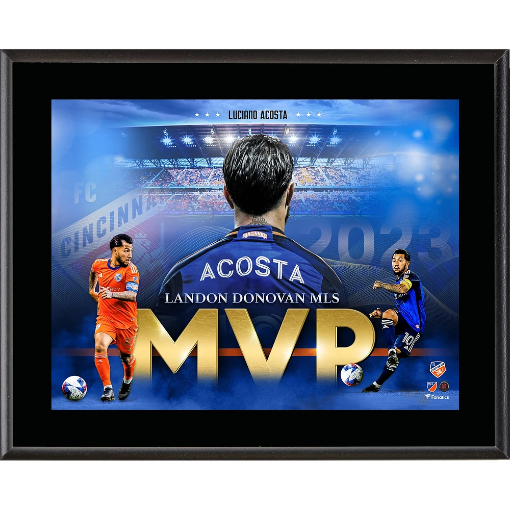 Plaque sublimée du prix MVP 2023 de Luciano Acosta FC Cincinnati 10,5'' x 13''