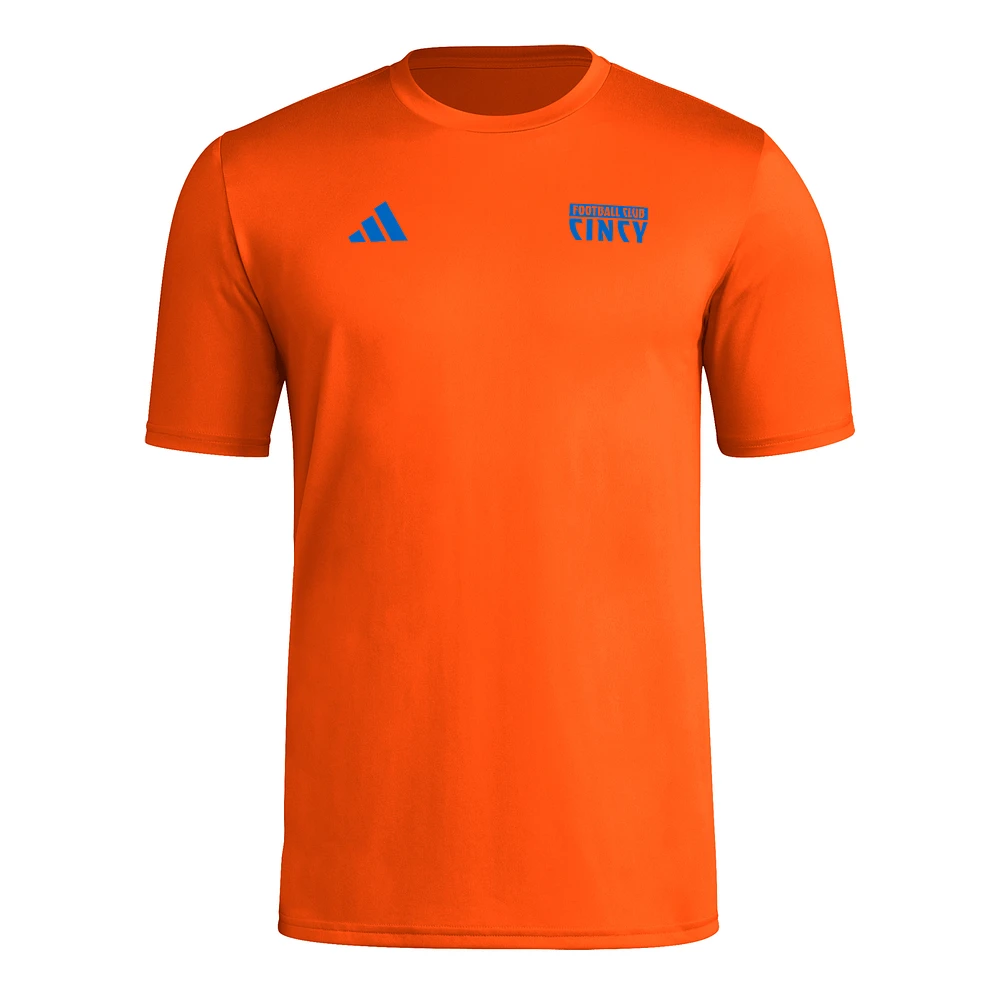 T-shirt cache-cœur adidas Orange FC Cincinnati Local pour homme