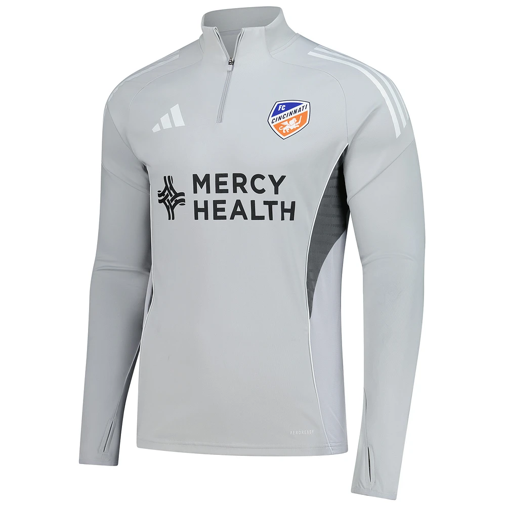 Men's adidas  Silver FC Cincinnati 2025 Quarter-Zip Long Sleeve Training Top