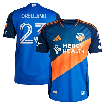 Men's adidas Luca Orellano Blue FC Cincinnati 2025 Orange and Legacy Kit Authentic Player Jersey