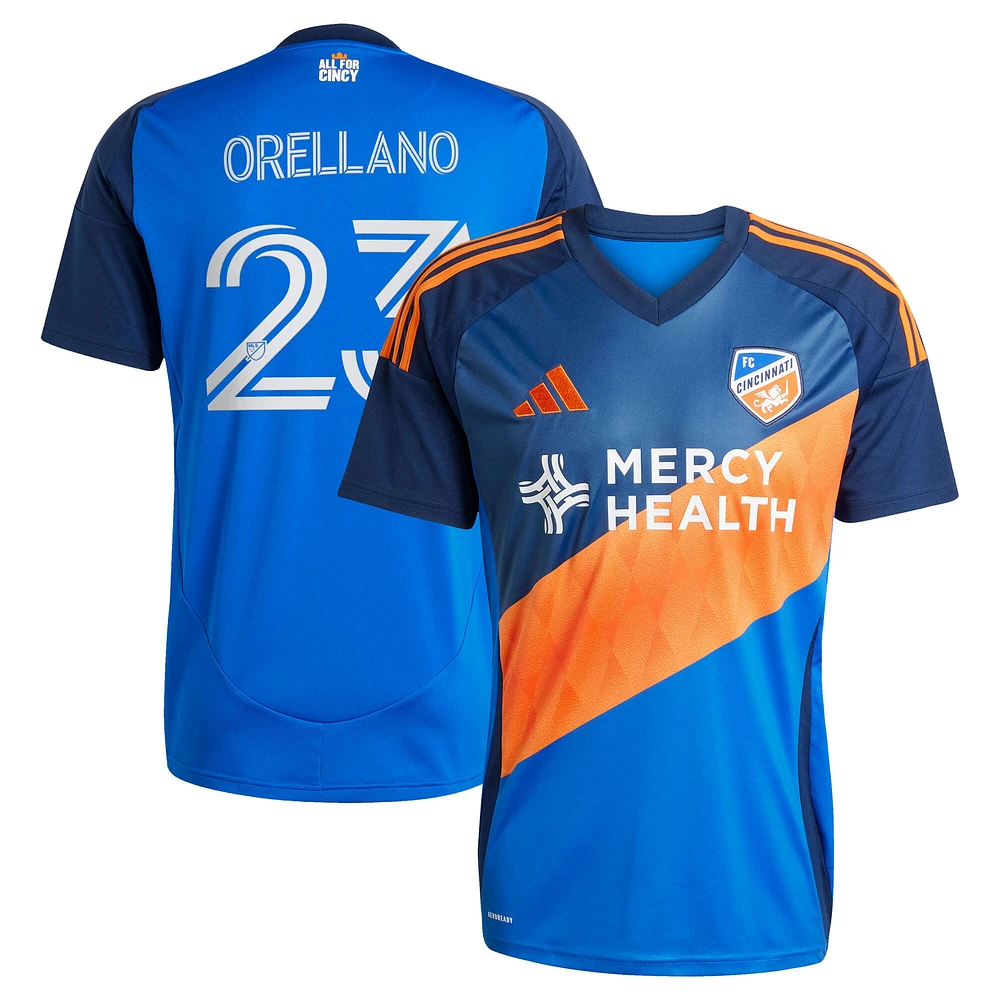 Maillot de joueur réplique orange et bleu FC Cincinnati 2025 pour homme adidas Luca Orellano Blue