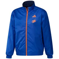 Veste d'équipe réversible adidas FC Cincinnati 2023 On-Field Anthem entièrement zippée pour homme - Bleu marine/bleu