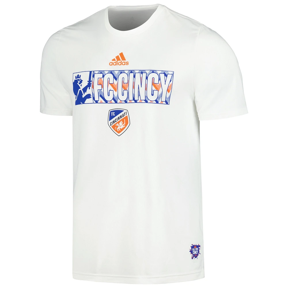 T-shirt adidas blanc FC Cincinnati 2024 Hook AEROREADY pour homme