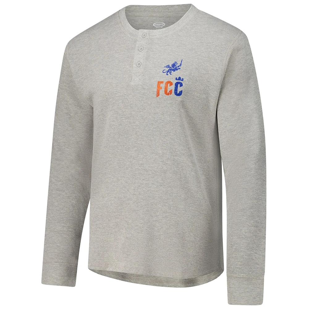 T-shirt Henley en tricot thermique à manches longues pour homme Concepts Sport Gray FC Cincinnati Region