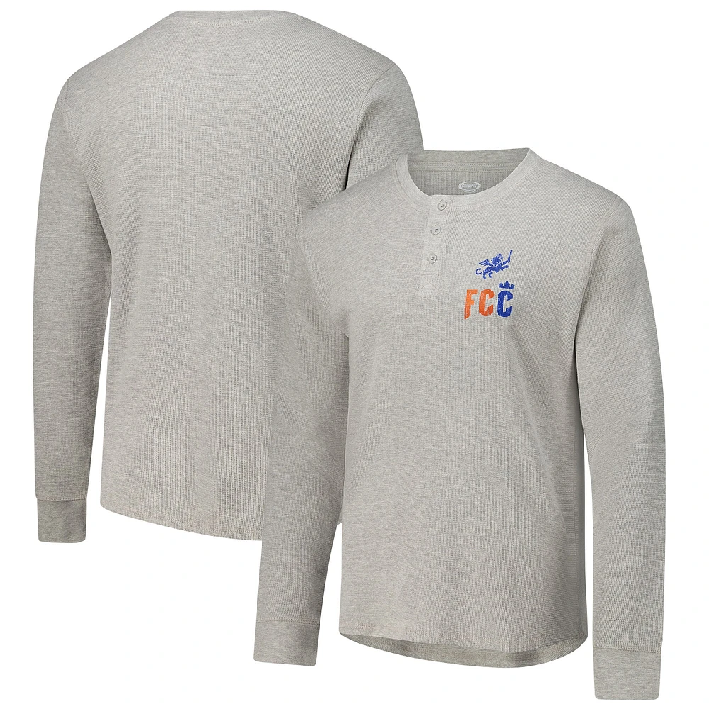 T-shirt Henley en tricot thermique à manches longues pour homme Concepts Sport Gray FC Cincinnati Region