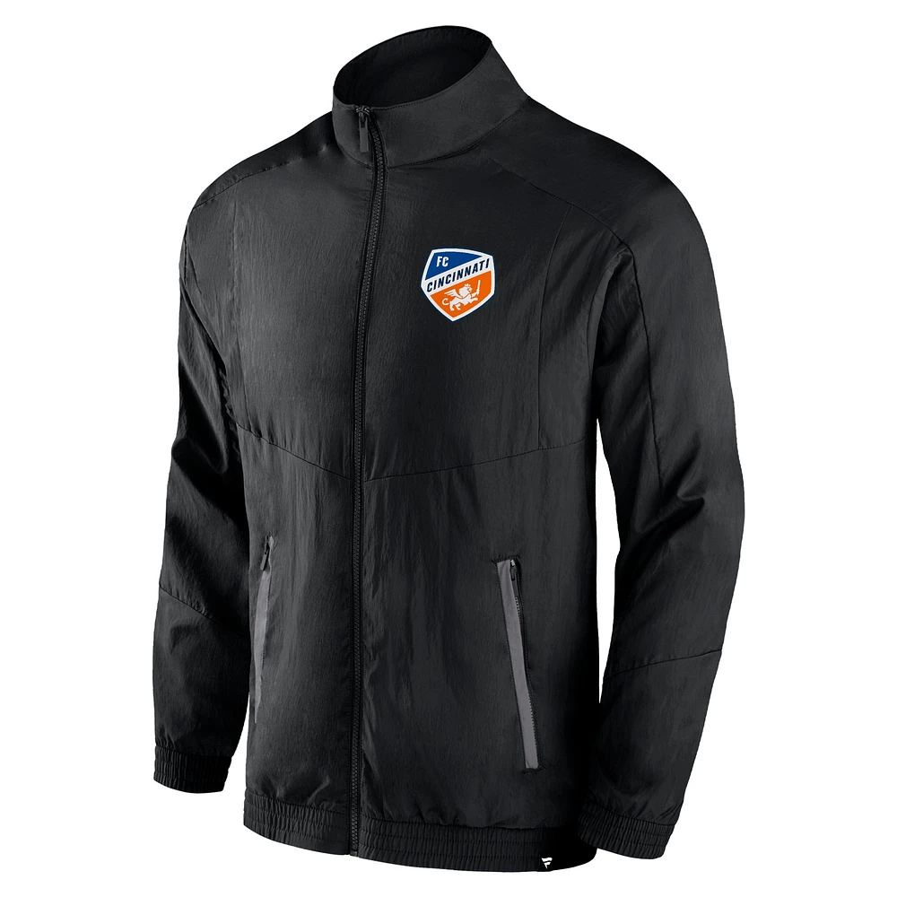 Men's Fanatics Black FC Cincinnati Header Raglan Full-Zip Jacket