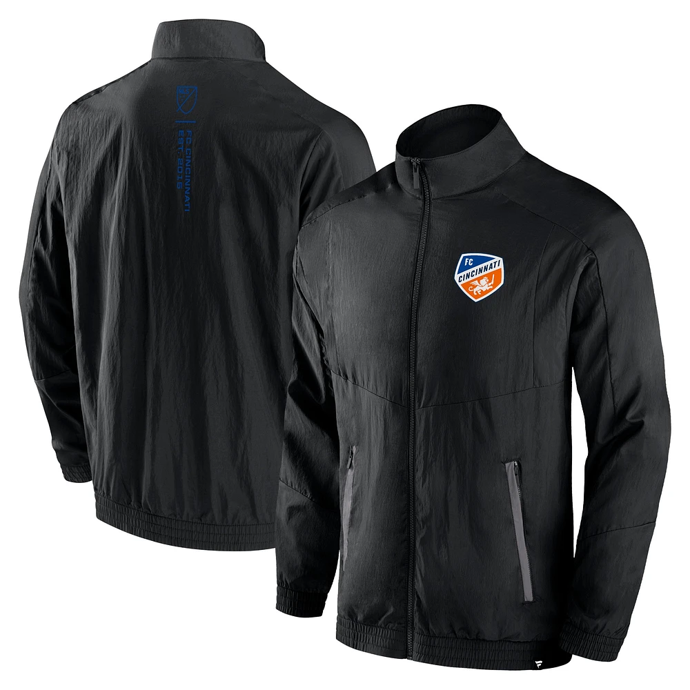 Men's Fanatics Black FC Cincinnati Header Raglan Full-Zip Jacket