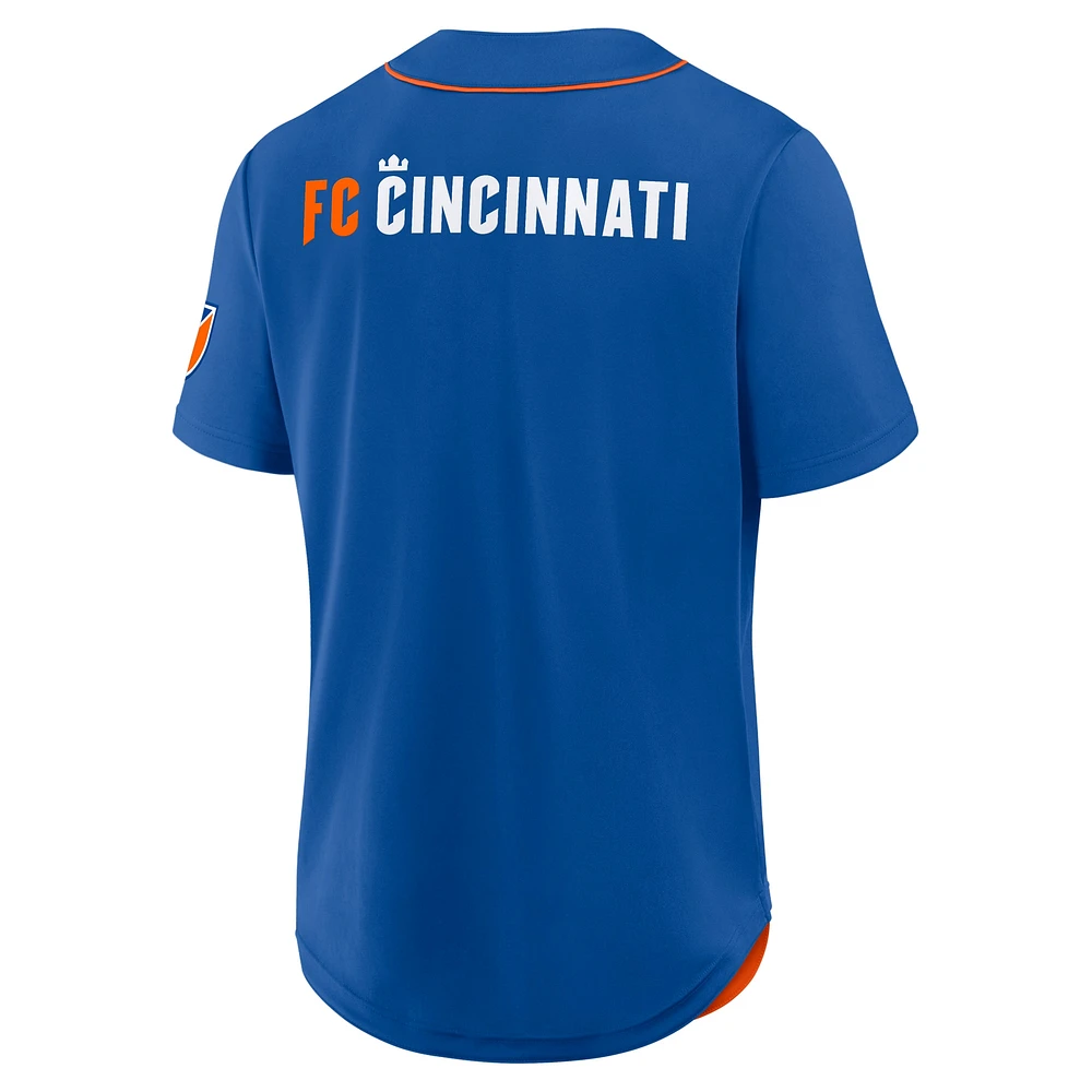 Men's Fanatics Blue FC Cincinnati Injury Time Baseball Jersey