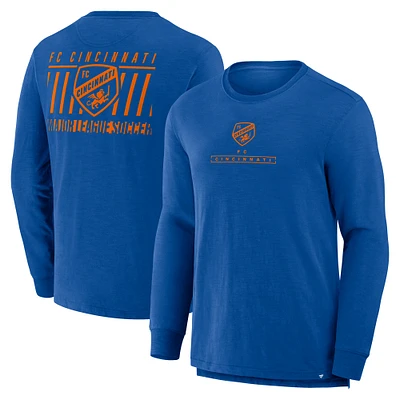 Men's Fanatics Blue FC Cincinnati Lob Attempt Stadium Slub Long Sleeve T-Shirt