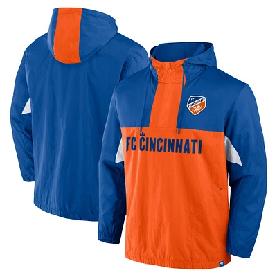 Men's Fanatics Royal FC Cincinnati Free Kick Woven Quarter-Zip Hoodie Jacket