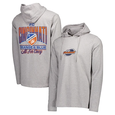 Men's Gray FC Cincinnati Heavy Hoodie Long Sleeve T-Shirt