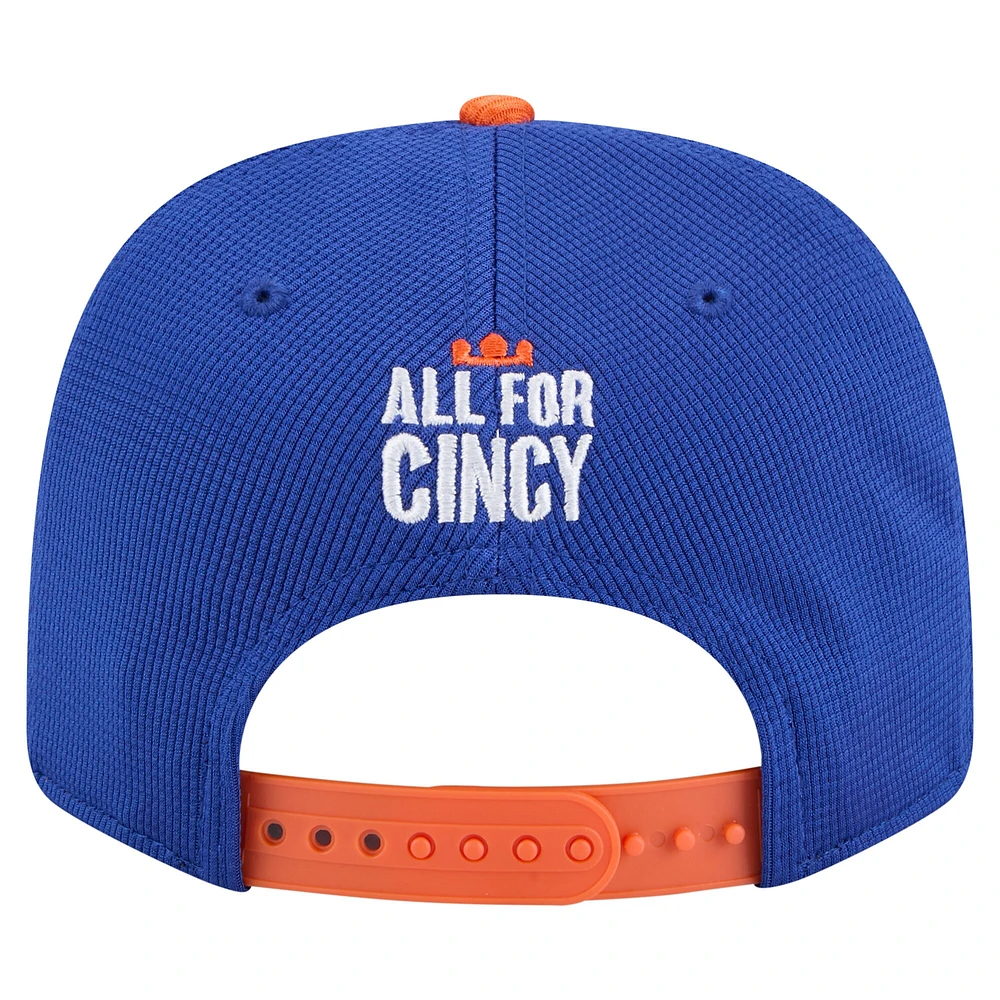 Casquette extensible à boutons-pression New Era bleu/orange FC Cincinnati 2025 Jersey Hook 9SEVENTY pour homme