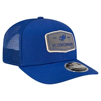 Casquette ajustable extensible à boutons-pression New Era bleue FC Cincinnati Labeled 9SEVENTY Trucker pour homme