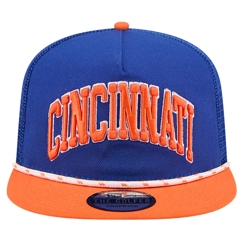 Men's New Era Blue FC Cincinnati Throwback Golfer Snapback Hat