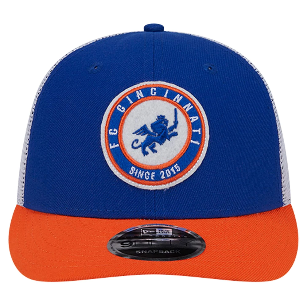 Men's New Era Blue FC Cincinnati Throwback Trucker Low Profile 9FIFTY Snapback Hat